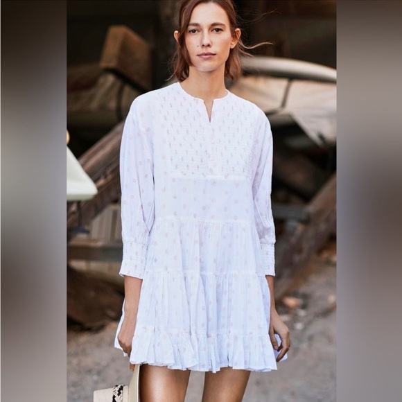 PQ Swim Brooke Tunic Flowy Smocked Long Sleeve Mini Dress - Picture 1 of 11